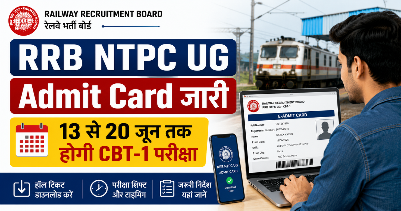 RRB NTPC UG Admit Card download and CBT 1 exam schedule